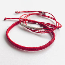 Load image into Gallery viewer, &quot;Love is&quot; Set of 2 Red Macrame Wrap Bracelets/Necklace and Bracelet with Engraved Pendant
