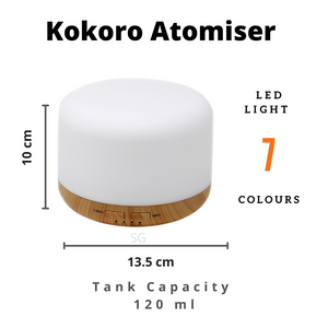 KOKORO Aromatherapy Atomiser Gift Bundles Diffuser with Essential Oils | USB | 7 Colour LED Lights | 300ml Tank Capacity