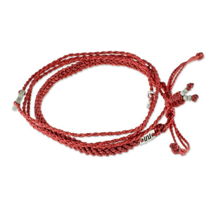 All My Heart Adjustable Red Macrame Bracelets (Pair) Made in