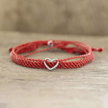 Load image into Gallery viewer, All My Heart Adjustable Red Macrame Bracelets (Pair) Made in
