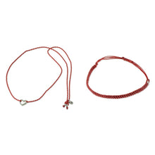 Load image into Gallery viewer, All My Heart Adjustable Red Macrame Bracelets (Pair) Made in
