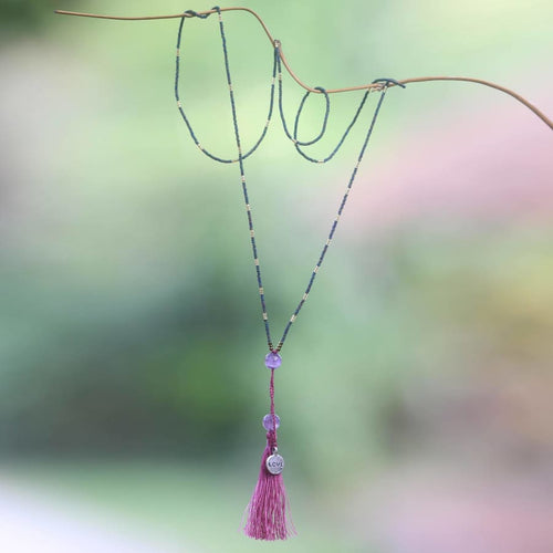 Balinese Handcrafted Amethyst Love Message Necklace - 