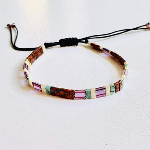 Adjustable Boho-multicolour Miyuki Tila Beaded Bracelet - 