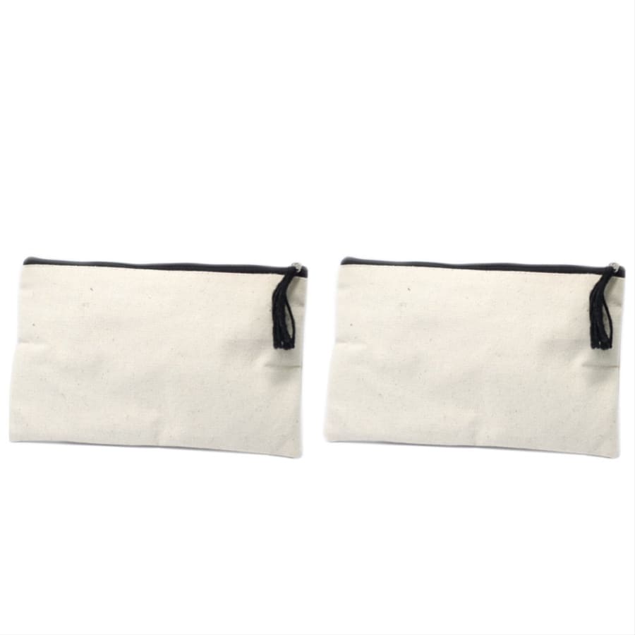 Cotton Rich Classic Zip Pouch - Blank - Pack of 2 - 