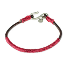 Load image into Gallery viewer, Destination Leather and Red Cord Unisex Bracelet (Made in 
