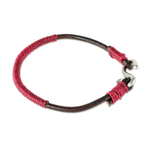 Destination Leather and Red Cord Unisex Bracelet (Made in 