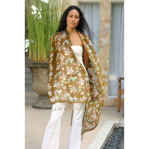 Elegant Silk Shawl Soft Floral - Silk Batik Scarf