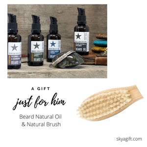 Gift Bundles for Men - Beard Natural Oil and Bamboo Brush - 