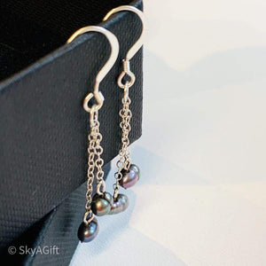 Handmade Freshwater Pearls Earrings - Grey - Accessories