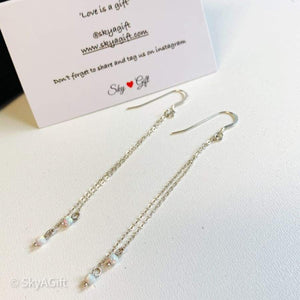 Handmade Long Opals Beads Earrings - Accessories