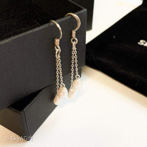Handmade Silver Baroque Style Rice Pearls Earrings - 