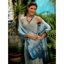 Load image into Gallery viewer, Javanese Batik Silk Shades of blue” - Silk Batik Scarf
