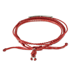 Love is Everything Red Wrap Bracelet with Engraved Pendant 
