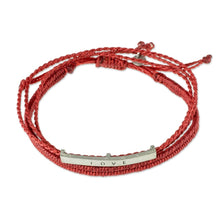Load image into Gallery viewer, Love is Everything Red Wrap Bracelet with Engraved Pendant 
