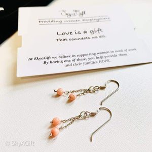Natural Coral Beads Earrings in Soft Blush Pink - 