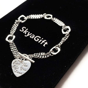 925 Sterling Silver Bracelet with LOVE pendant - ‘Live The 