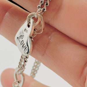 925 Sterling Silver Double-chain Bracelet with LOVE pendant 
