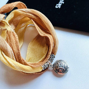 Good Luck Prosperity Charm with silk ribbon bracelet - 