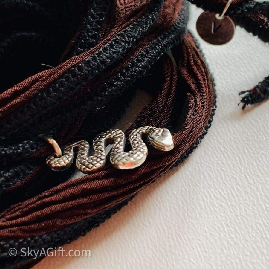 Personalised Silk Chakra Bracelet - Snake Pendant - 