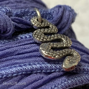 Personalised Silk Chakra Bracelet - Silver Snake Charm 