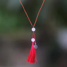 Load image into Gallery viewer, Silver Lotus in Red Handcrafted Pendant Necklace - Jewellery
