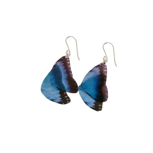 Thames Unique Butterfly Statement Earrings - Blue Morpho 
