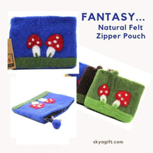 Load image into Gallery viewer, Warm Natural Wooly Felt Zipper Pouch - Fairies-mushroom 
