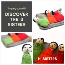 Load image into Gallery viewer, Woolly Felt Pouch with cute Finger Puppets - Charcoal Grey 

