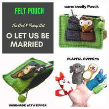 Load image into Gallery viewer, Woolly Felt Pouch with cute Finger Puppets (made in Nepal) -
