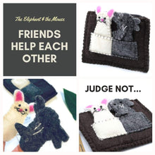 Load image into Gallery viewer, Woolly Felt Pouch with cute Finger Puppets - Warm Brown with
